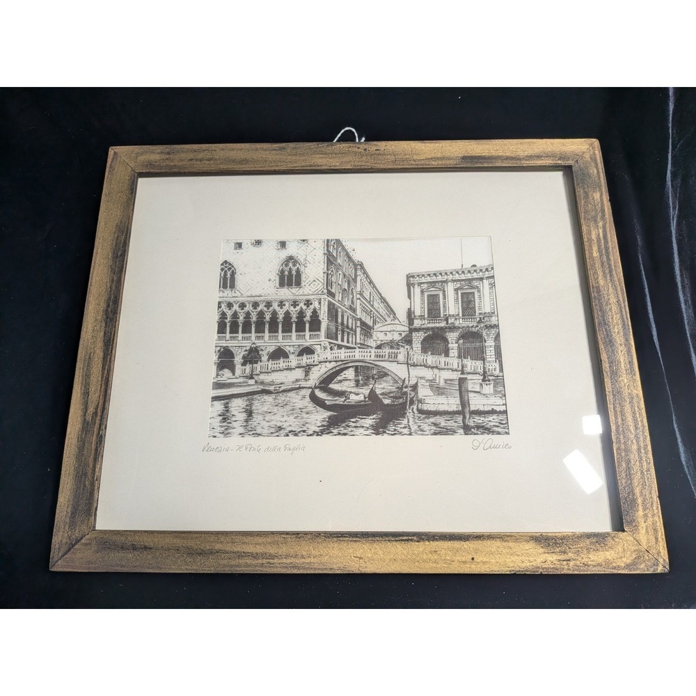 "Venezia - Il Ponte della Paglia" Silk Print - Signed‎ by D'Amico